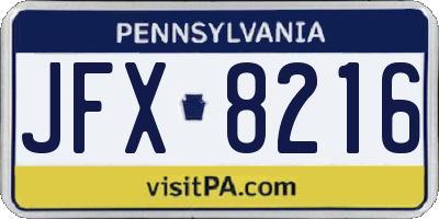 PA license plate JFX8216