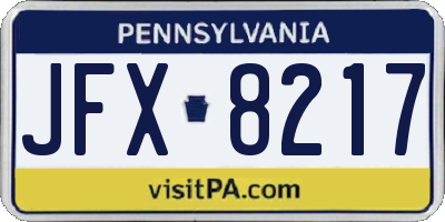 PA license plate JFX8217
