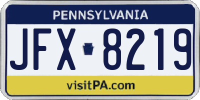 PA license plate JFX8219