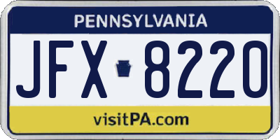 PA license plate JFX8220