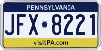 PA license plate JFX8221