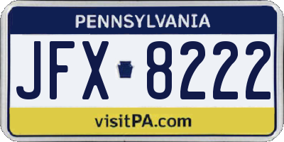 PA license plate JFX8222