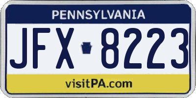 PA license plate JFX8223