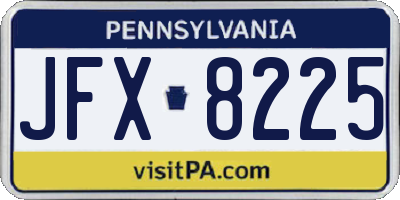 PA license plate JFX8225