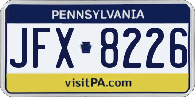 PA license plate JFX8226