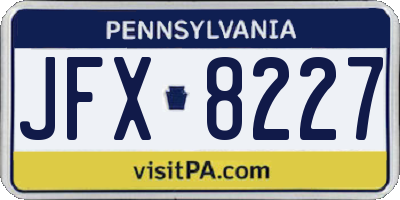 PA license plate JFX8227