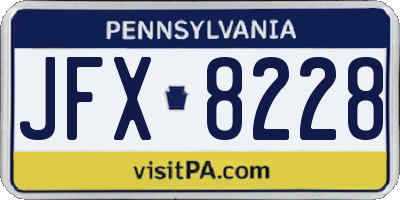 PA license plate JFX8228