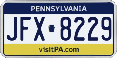 PA license plate JFX8229