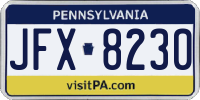 PA license plate JFX8230
