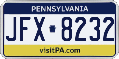 PA license plate JFX8232