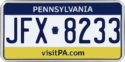 PA license plate JFX8233