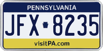 PA license plate JFX8235