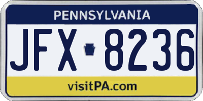 PA license plate JFX8236