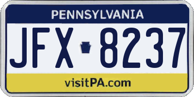 PA license plate JFX8237