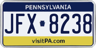 PA license plate JFX8238