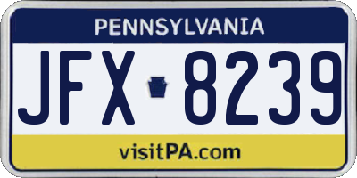 PA license plate JFX8239