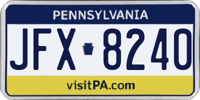 PA license plate JFX8240