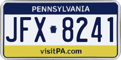 PA license plate JFX8241