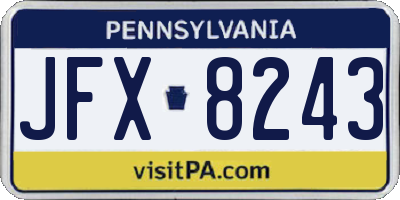 PA license plate JFX8243