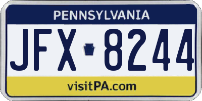 PA license plate JFX8244