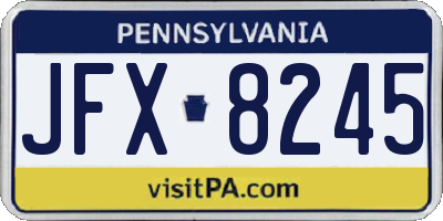 PA license plate JFX8245