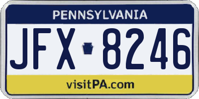 PA license plate JFX8246