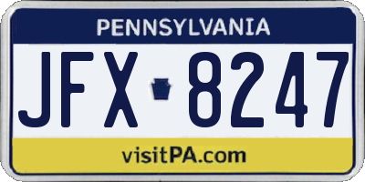 PA license plate JFX8247