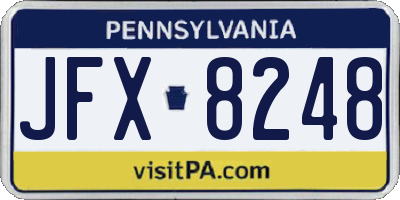 PA license plate JFX8248
