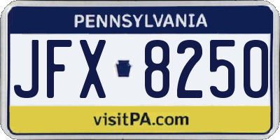 PA license plate JFX8250