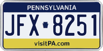 PA license plate JFX8251