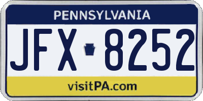 PA license plate JFX8252