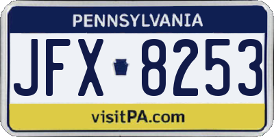 PA license plate JFX8253