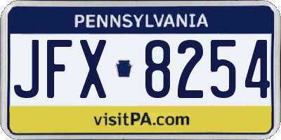 PA license plate JFX8254