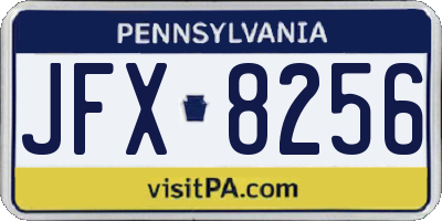 PA license plate JFX8256