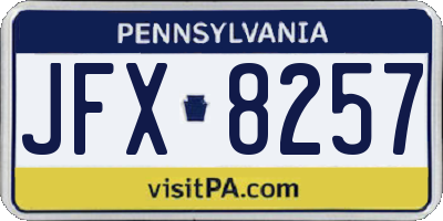 PA license plate JFX8257