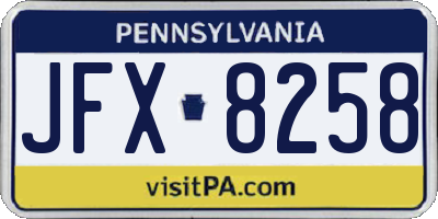 PA license plate JFX8258