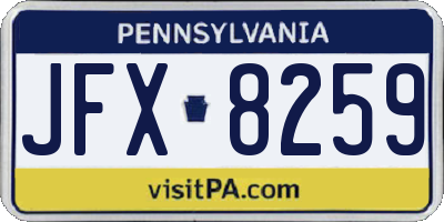 PA license plate JFX8259