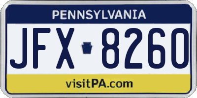 PA license plate JFX8260