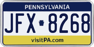 PA license plate JFX8268