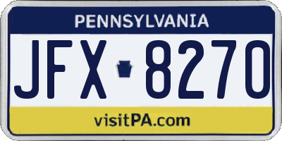 PA license plate JFX8270