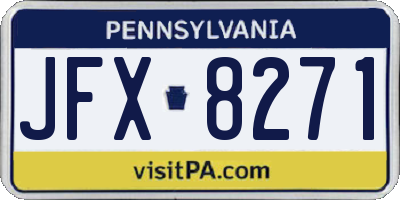 PA license plate JFX8271