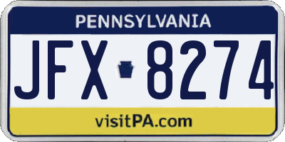PA license plate JFX8274