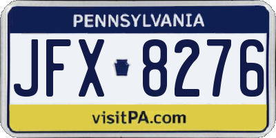 PA license plate JFX8276