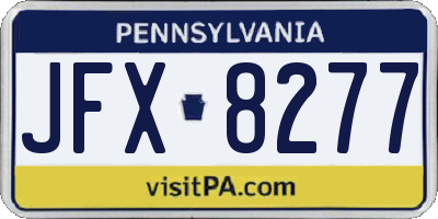 PA license plate JFX8277