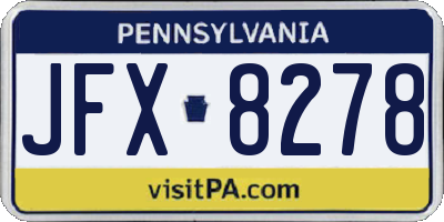 PA license plate JFX8278
