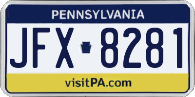 PA license plate JFX8281