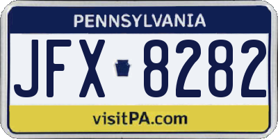 PA license plate JFX8282