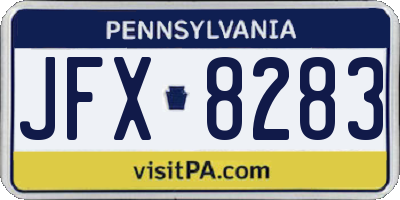 PA license plate JFX8283