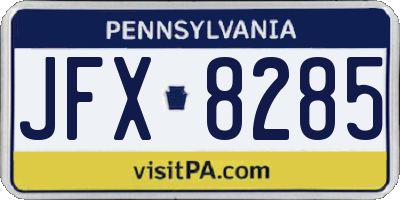 PA license plate JFX8285