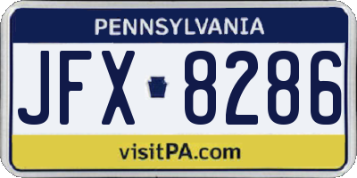 PA license plate JFX8286
